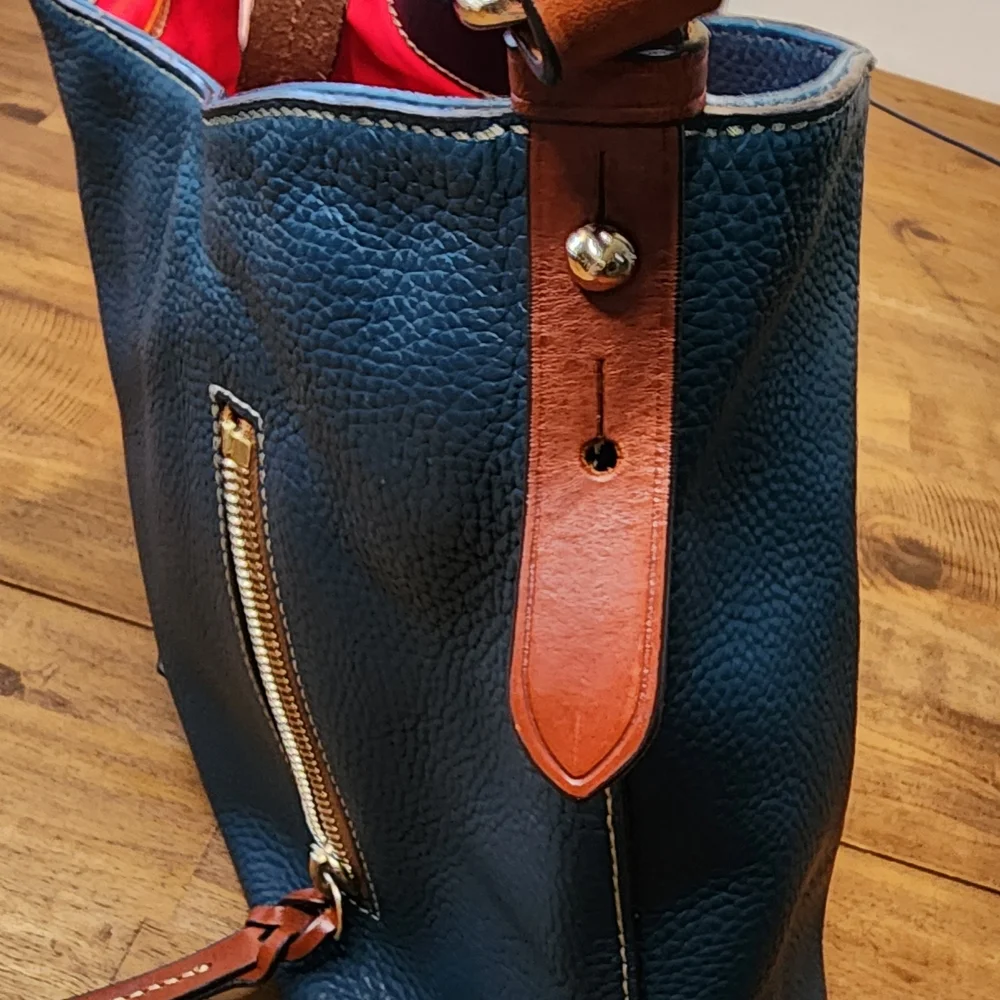 Dooney & Bourke Teal Leather Hobo Bag with Gold Accents